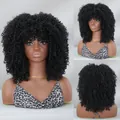 Short black kinky curly afro synthetic wig with high-density spring curls for black women - Mineral Black
