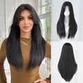 Natural black shoulder-length straight wig with bangs and layered cut for women - Black Tea 70cm
