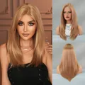 Straight layered strawberry blonde wig with lace base showing front and back views - Strawberry Blonde Layered Style (SZ5115-1)