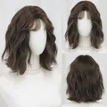 Short wavy dark brown bob wig with bangs and natural water ripples for women - Tea Brown