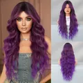 Long wavy purple ombre wig with loose curls and middle part for a natural look - 75cm / Monet Purple