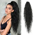 Extensión de cola de caballo ondulada de 34 pulgadas con pinza en negro natural - Negro