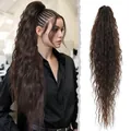 Extensión de coleta ondulada larga de 34 pulgadas en color marrón oscuro con pinza - Marrón Mocha