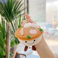 Detailed close-up of a plush ramen bowl keychain with egg, fish cake, and metal clasp - Egg Noodle With Gold Clasp / 9.0cm