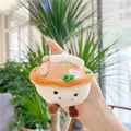Close-up of cute plush egg noodle keychain with a soft texture and smiling face detail - Egg Noodle With Ball Chain / 9.0cm