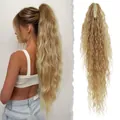 Extensión de coleta rubia ondulada de 34 pulgadas con pinza para volumen extra - Rubio Claro de Tono Frío