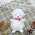 Dettaglio portachiavi agnello di peluche bianco con nastro rosso e campanello dorato - Con campanello / Bianco (Catena Regolare)