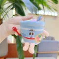 Detail of creative plush cup noodle keychain with cartoon face and red spoon accessory - Instant Noodles With Ball Chain / 9.0cm