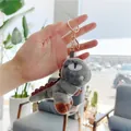 Gray plush dinosaur keychain with gold metal ring and brown spike detail on the back - 11cm / Gold Keychain / Gray