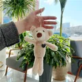 Plüsch-Teddybär-Schlüsselanhänger in Hellbraun mit Herz auf goldenem Ring - Teddybär (053222) / Goldener Haken Grünes Herz