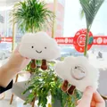 Cute plush cloud brooch set with embroidered smile and secure metal safety pin - Brooch Style / White