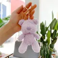 Lavender purple plush teddy bear keychain with golden metal clasp for bag accessories - Gold Lobster Clasp / Purple / 13cm