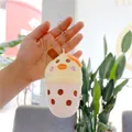 Simpatico portachiavi peluche anatra boba con pelliccia gialla e anello in argento - Anatra Gialla (Catena Regolare)