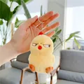 Detailed close-up of a cute yellow plush chick keychain hanging as a bag accessory - 12cm / Chick with Silver Chain