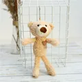 Beigefarbener Teddybär Plüschanhänger mit rosa Herz und silberner Kugelkette - Teddybär (053222) / Normale Kette Rosa Herz