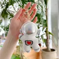 Plush astronaut keychain in white with silver visor and red heart embroidery detail - White - Heart Style - Gold Buckle