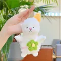 Dettaglio portachiavi agnello peluche con cappello giallo e borsa a tracolla verde a fiori - Fiore Verde con Catena / 15CM
