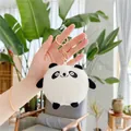 Cute panda plush keychain with soft fur and golden metal lobster clasp for bags - Big Eyes Style (Gold Buckle)