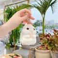 Cute gray and white plush hamster keychain with silver ball chain for bag charm - Silver Ball Chain / Gray