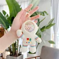 Niedlicher Astronaut Plüsch-Schlüsselanhänger mit bunten Perlen und goldenem Ring - Weiß Goldene Schnalle