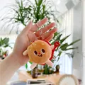 Close-up of cute plush burger keychain with cartoon face and metal ring on soft fabric - Burger (Standard Chain) / 8cm - 10cm