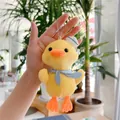Plush yellow duck keychain with blue sailor hat and scarf on a metal bead chain - Plain Chain / Yellow / 14cm