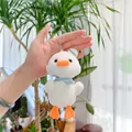 Ciondolo a forma di papera di peluche bianca con cappello blu e sciarpa per borsa - Catena a sfere argento / Bianco / 14cm