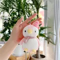 Cute pink penguin plush keychain with knitted hat and polka dot scarf for bags - Plain Chain / Pink