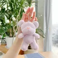 Close-up of light purple plush teddy bear charm with a silver metal keychain - Plain Chain / Purple / 13cm