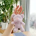 Detailed view of a purple plush bear keychain with golden metal ring and lobster clasp - Gold Clasp / Purple / 13cm