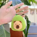 Detailed view of a green avocado capybara plush keychain with gold metal hardware - Avocado Costume Style (9cm) / Gold Clasp