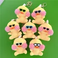 Set di sette portachiavi a forma di papera di peluche con occhiali da sole a cuore colorati - Chiusura Oro