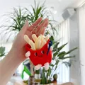 Cute plush french fries keychain pendant with embroidered face and blue spoon detail - French Fries (Standard Chain) / 8cm - 10cm