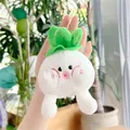 Detalle de llavero de peluche de col china con tela suave y bordado de calidad - Cadena Simple / Blanco