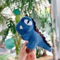 Detailed close-up of a blue plush dinosaur keychain with soft texture and white eyes - Dark Blue (No Chain) / 11cm