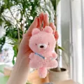 Süßer rosa Plüschbär-Anhänger mit silberner Kugelkette und kleiner Mini-Tasche - Rosa Hase