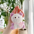 Schattige wit-paarse panda pluche sleutelhanger met roze konijn schoudertas accessoire - Paarse Panda