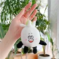 Funny garlic plush keychain featuring a cute smiling face and soft white fabric - Hanging Chain