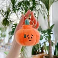 Cute orange potato plush keychain with sweat face expression and golden keyring - Pumpkin / Gold Clasp