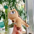 Plush dinosaur keychain in khaki finish with soft short fur and brown fins for kids - Light Brown (No Chain) / 11cm