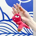 Plush red dinosaur keychain with golden metal lobster clasp and brown back scales - Wine Red (Gold Clasp) / 11cm