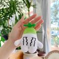 Funny plush white radish keychain with green leaf and metal chain accessory - White Radish / Hanging Chain