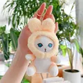 Detail of cute yellow rabbit plush keychain with soft texture and golden metal ring - Gold Clasp / Yellow