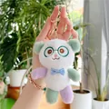 Cute plush panda keychain with colorful limbs and a blue plaid bow tie accessory - Gold Clasp Style / Green / 13cm