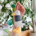 Simpatico portachiavi a gabbiano in peluche con trama a coste per decorazione zaino - Blu Bianco / Circa 12 cm