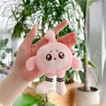 Détail d'un mignon pendentif en peluche rose avec fourrure douce et broderie sur une chaîne - Chaîne Simple / Environ 14cm / Rose