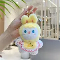 Cute plush bunny keychain with yellow hood and carrot bib for bags and gifts - Yellow With Gold Hook / 12cm