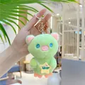 Cute green plush pig doll keychain with blue eyes and yellow star bag for gift decor - Gold Clasp / 12cm / Green