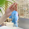 Detail of soft blue and white plush shark keychain with high-quality golden metal clasp - Blue (Gold Buckle) / 13cm Length