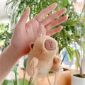 Brown Capybara plush keychain with silver metal clip made of premium soft short plush material - Basic Style (Silver Bead Chain)